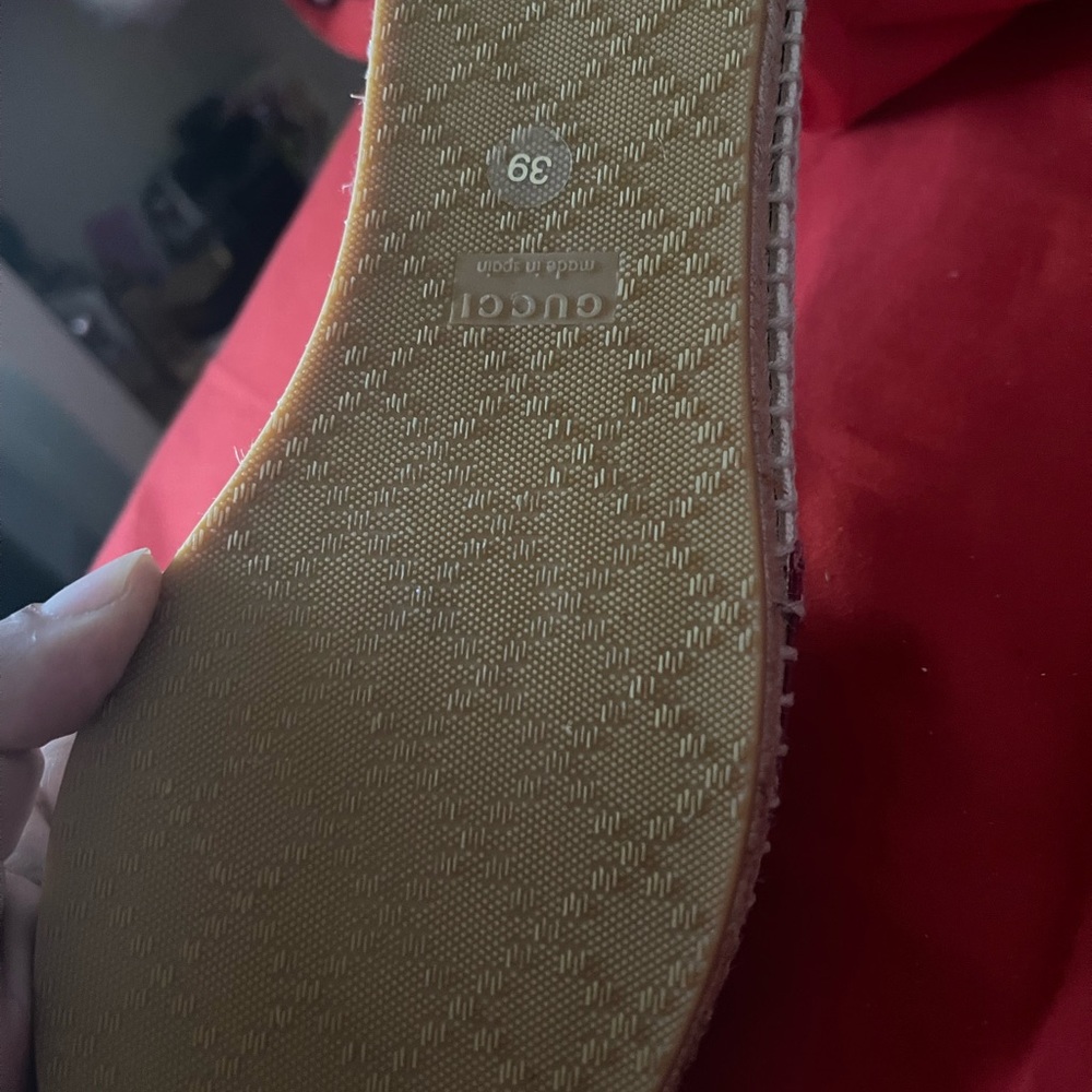 Brand New Authentic Gucci Shoes leather and cloth with flat espadrille heel
